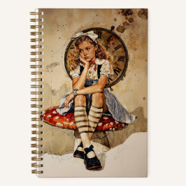 Whimsistische Alice im Wunderland Vintag Mushroom Notizbuch