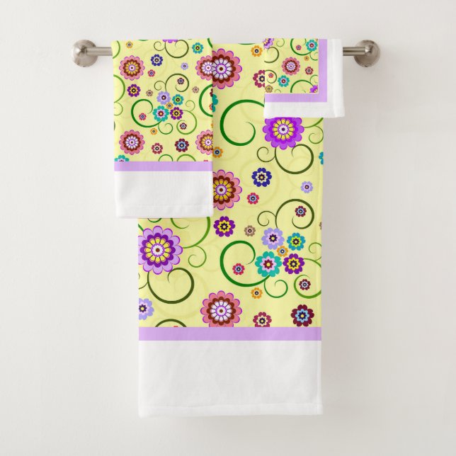 Whimsistische Blume Badhandtuch Set (Insitu)