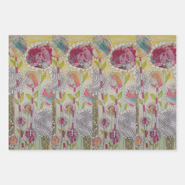 Whimsistische Blume Geschenkpapier Set (Vorderseite)