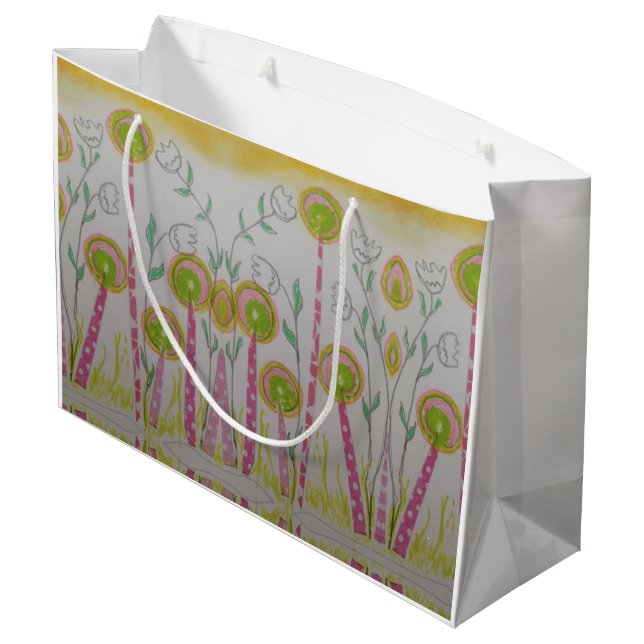 Whimsistische Blume Geschenktasche Große Geschenktüte (Rückseite Schrägansicht)