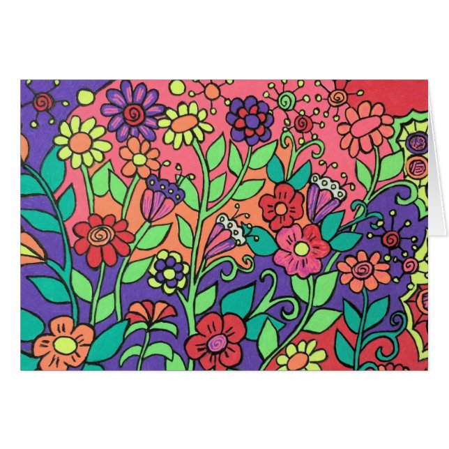 Whimsistische Blume-Karte (Vorderseite (Horizontal))