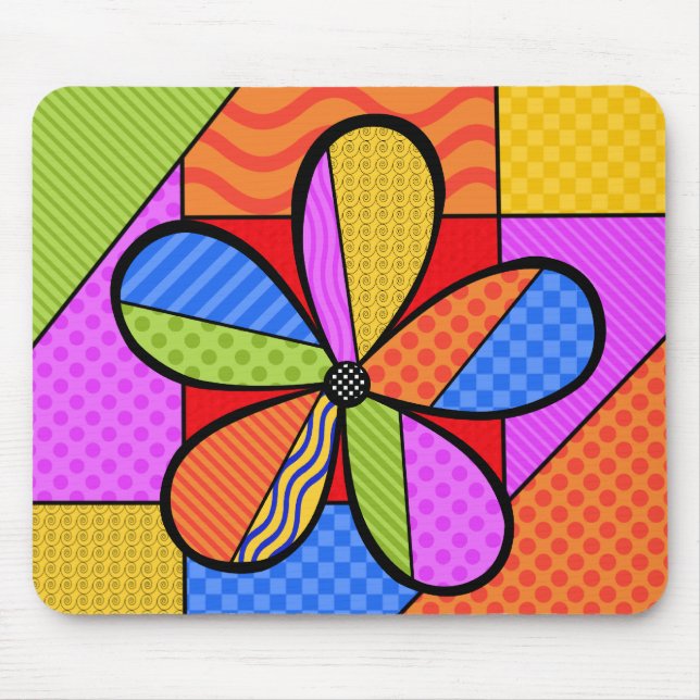 Whimsistische Blume Kubismus Mouse Pad Mousepad (Vorne)