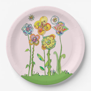 Whimsistische Blume Pappteller