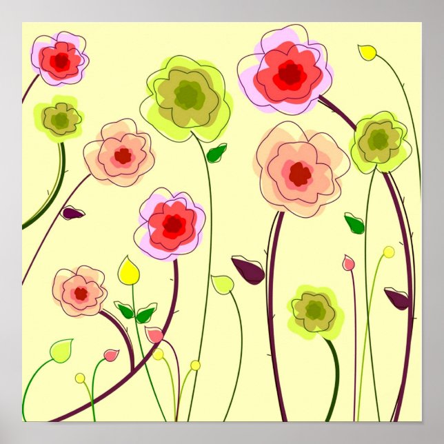 Whimsistische Blume Poster (Vorne)
