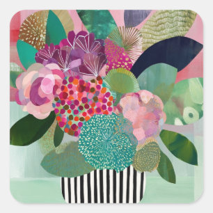 Whimsistische Blume Quadratischer Aufkleber