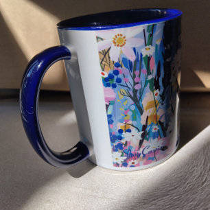 Whimsistische moderne Blumenkunst Kaffeetasse