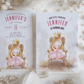 Whimsistische Prinzessin zum ersten Geburtstag Einladung