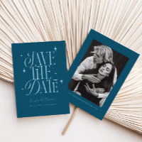 Whimsistische Sterne Aquamarin Blau Save the Date