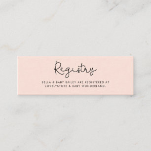 Whimsistische Typografie Baby Dusche Registrierung Mini Visitenkarte