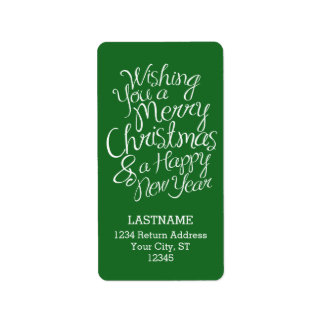 Whimsistische Typografie für Weihnachten und Neuja Adressaufkleber