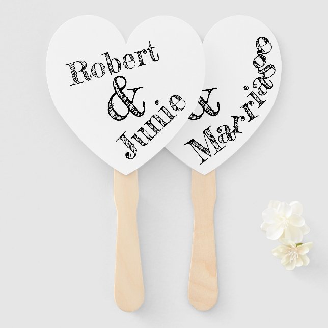 Whimsistische Typografie Liebe & Ehe Personalisier Fächer (Vorne und Hinten)