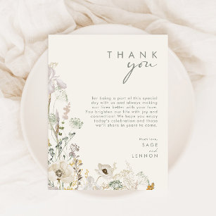Whimsistische Wildblume   Elfenbein Dankeschön Kar Postkarte