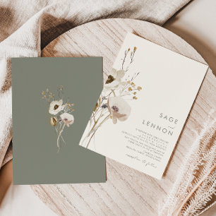 Whimsistische Wildblume   Elfenbeinhochzeit Einladung