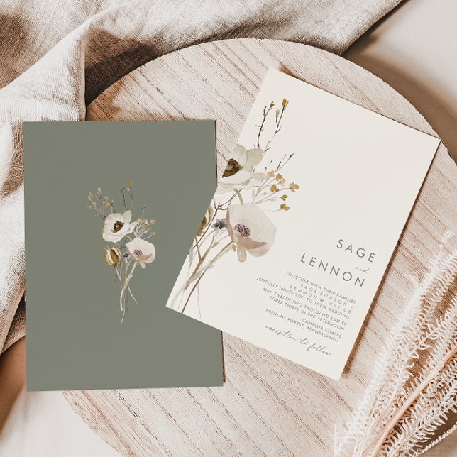 Whimsistische Wildblume | Elfenbeinhochzeit Einladung (Von Creator hochgeladen)