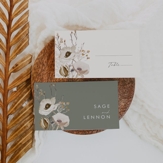 Whimsistische Wildblume | Hochzeit von Elfenbein Platzkarte (Von Creator hochgeladen)