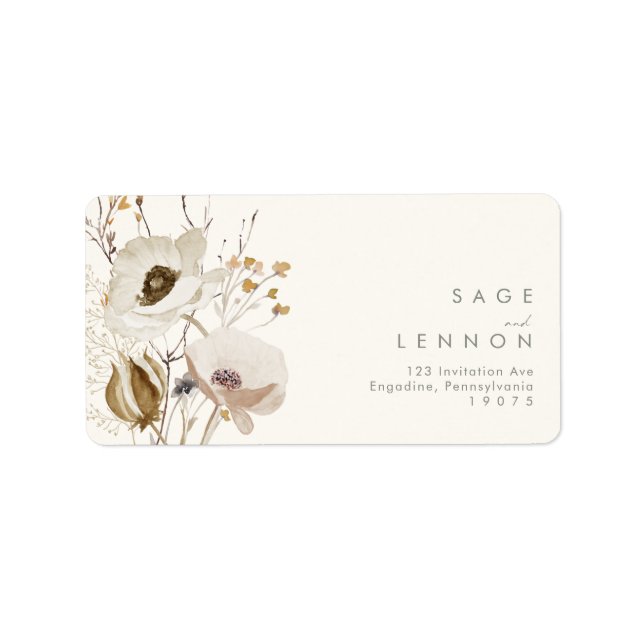 Whimsistische Wildblume | Ivory Wedding RSVP-Adres Adressaufkleber (Vorne)
