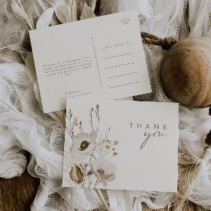 Whimsistische Wildblume   Ivory Wedding Vielen Dan Postkarte