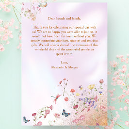 Whimsistische Wildblume Pink Flat Danke Karte