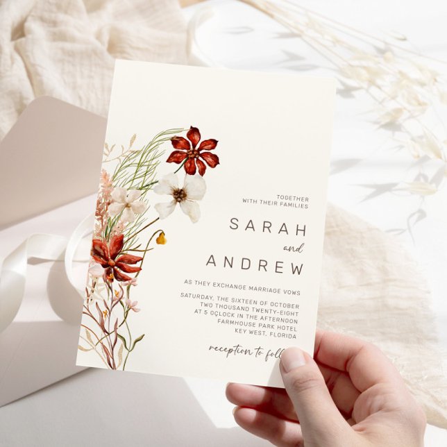 Whimsistische Wildblume | Trockene Blume Hochzeit Einladung (Von Creator hochgeladen)