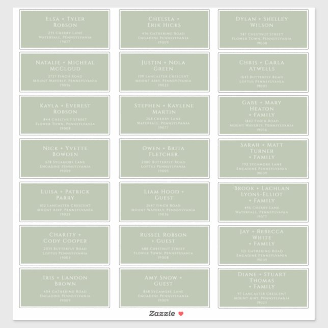 Whimssage Script Sage Mariage Étiquettes de adress (Feuille)