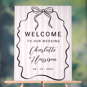 Whimssic Pinstripe Bow Mariage Bienvenue