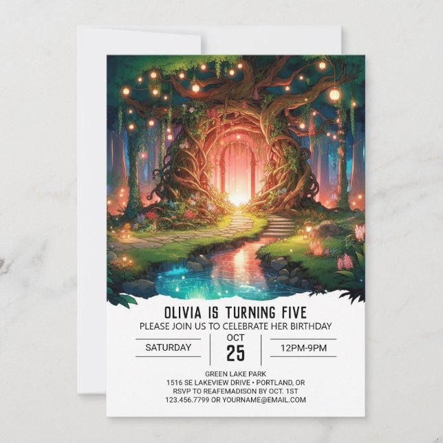 Whimsy Adorable Woodland Digital Geburtstag Einladung (Vorderseite)