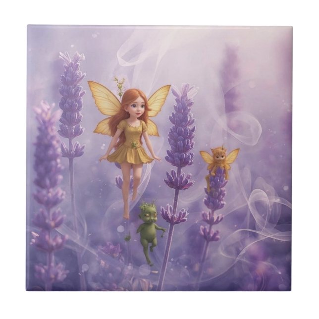 Whimsy Among the Purple Blooms Fliese (Vorderseite)