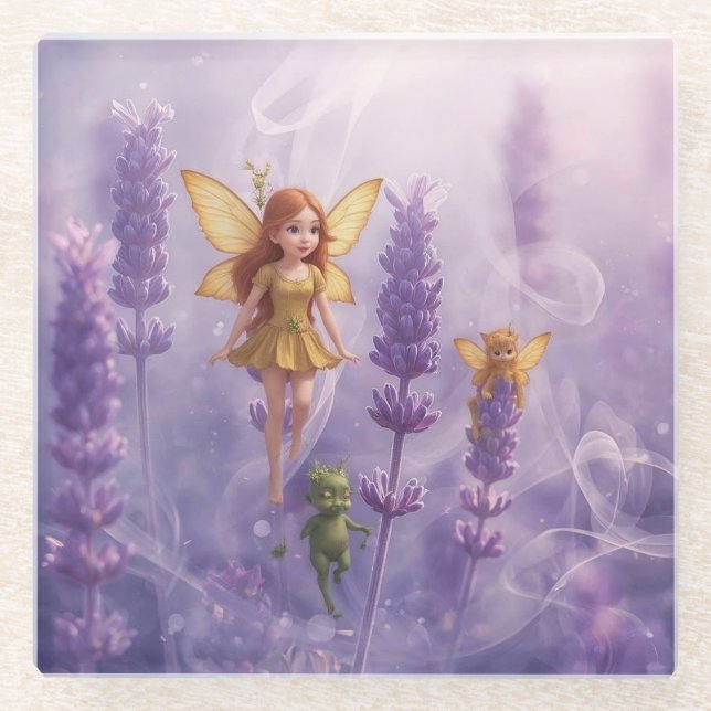 Whimsy Among the Purple Blooms Glasuntersetzer (Vorderseite)