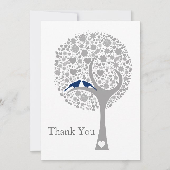 Whimsy Baum Marine blauen Liebhaber Hochzeit Viele Dankeskarte (Vorderseite)