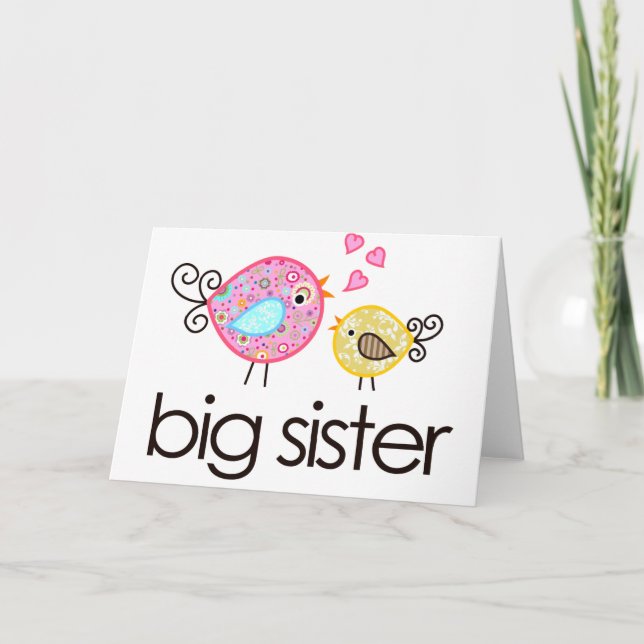 Whimsy Birds Big Sister T - Shirt Ankündigung (Vorderseite)