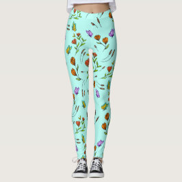 Whimsy Bloom Floral Butterfly Pattern Leggings