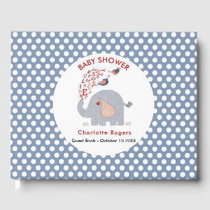 Whimsy Blue Kids Alphabet Elephant Baby Boy Dusche Gästebuch