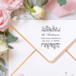 Whimsy-Blume Blätter Rücksendeadresse von Familien Permastempel