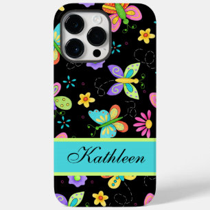 Whimsy Butterfets Black Name Personalisiert Case-Mate iPhone 14 Pro Max Hülle