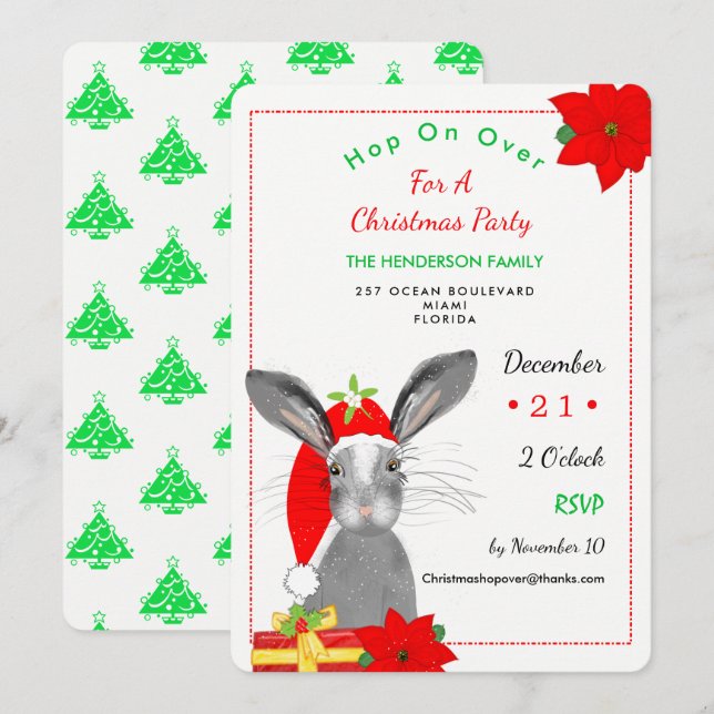 Whimsy Christmas Rabbit Woodland Animal Invasion Einladung (Vorne/Hinten)
