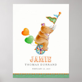 Whimsy Circus brauner Nashorn auf einem Einrad-Kin Poster