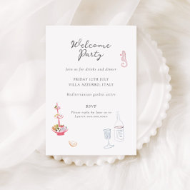 Whimsy Colorful Illustrated Wedding Details Begleitkarte