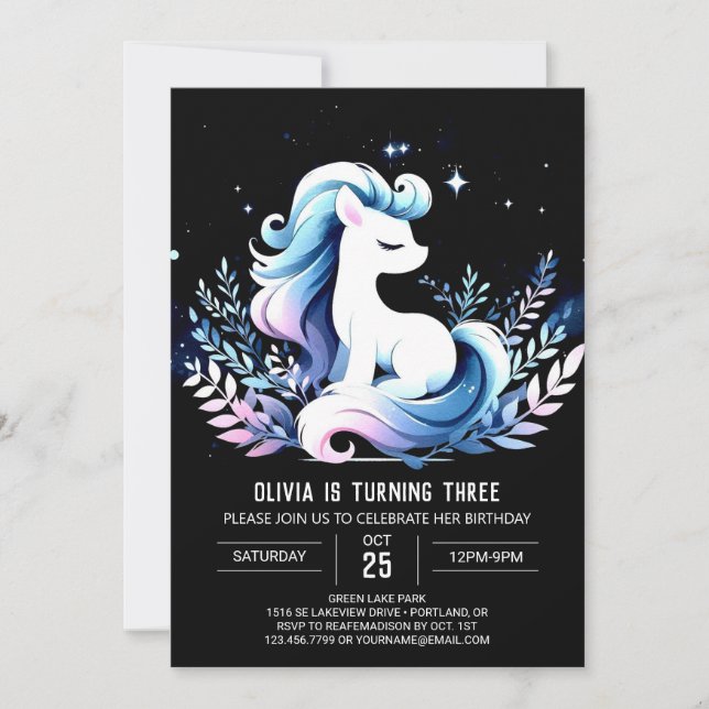 Whimsy Custom Horse Geburtstag Einladung (Vorderseite)