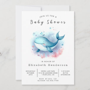 Whimsy Custom Whale Baby Dusche Einladung