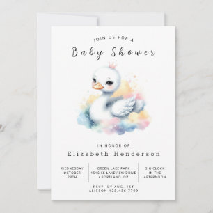 Whimsy Digital Swan Baby Dusche Einladung
