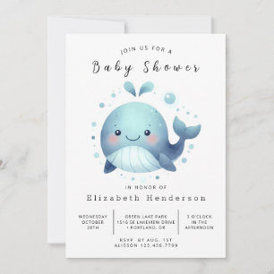 Whimsy Digital Whale Baby Dusche Einladung