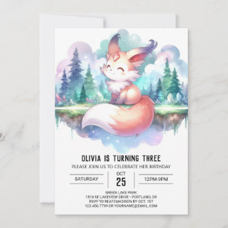 Whimsy Dreamy Fox Geburtstag digital Einladung