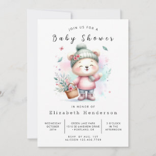 Whimsy Editable Bear Baby Dusche Einladung