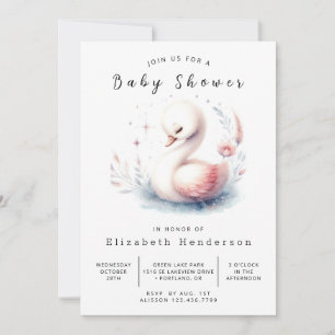Whimsy Editable Swan Baby Dusche Einladung
