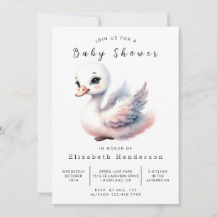 Whimsy Editable Swan Baby Dusche Einladung