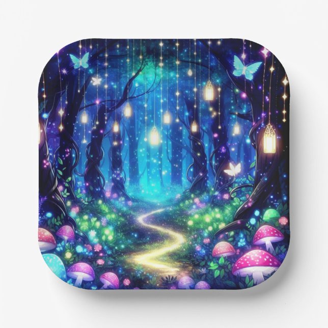 Whimsy Elegant bezaubernd Forest Baby Dusche Pappteller (Vorderseite)