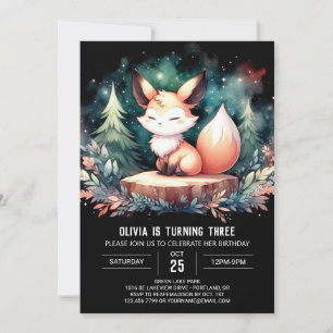 Whimsy Elegant Fox Geburtstag digital Einladung