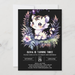 Whimsy Elegant Tiger Birthday Einladung