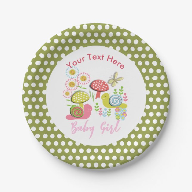 Whimsy Fee-tale Spring Garden Baby Girl Dusche Pappteller (Vorderseite)