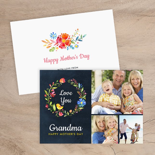 Whimsy Garden Wreath Mother's Day Foto Card Karte (Von Creator hochgeladen)